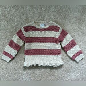 Zara Pink and Cream Crew Neck Sweater with Nautical Stripes, 18-24M